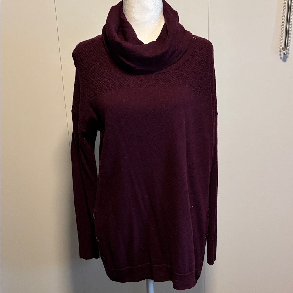 Adrienne Vittadini Deep Burgundy Cowl Neck Sweater